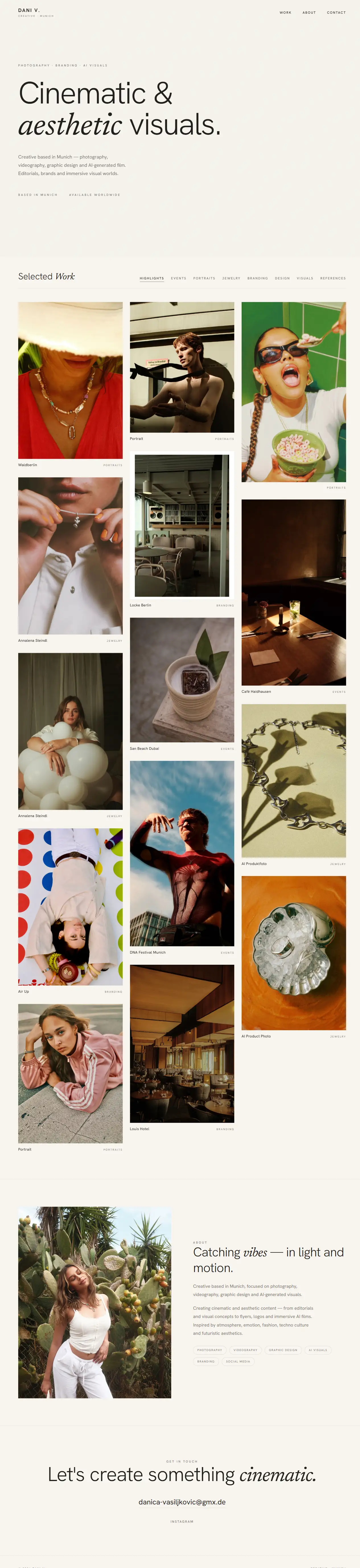 Startseite des Fotografie-Portfolios heydani.de – Bildergalerie mit cinematischem Look